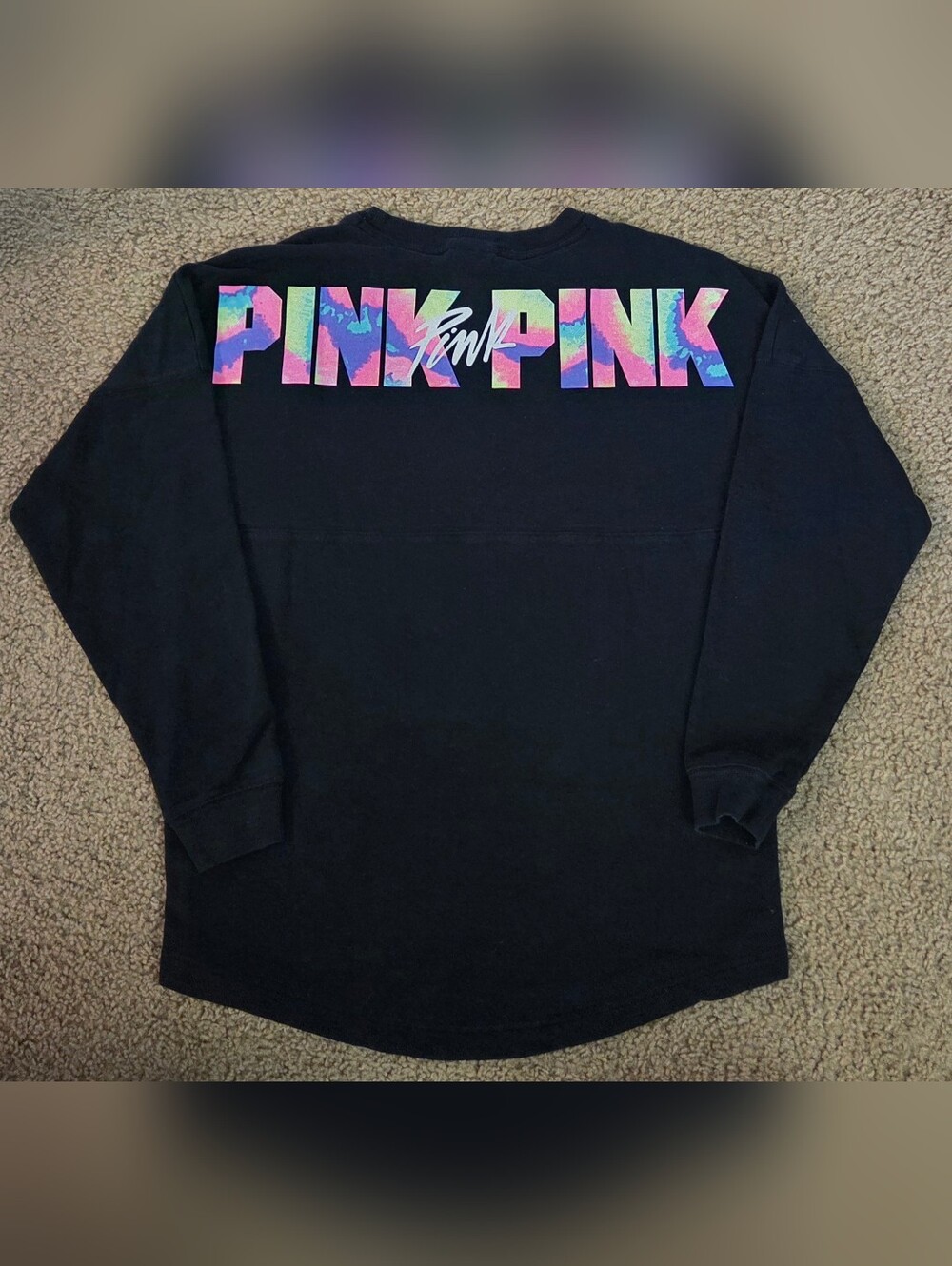 PINK Victoria's Secret Tie Dye Spellout Pullover Sweatshirt